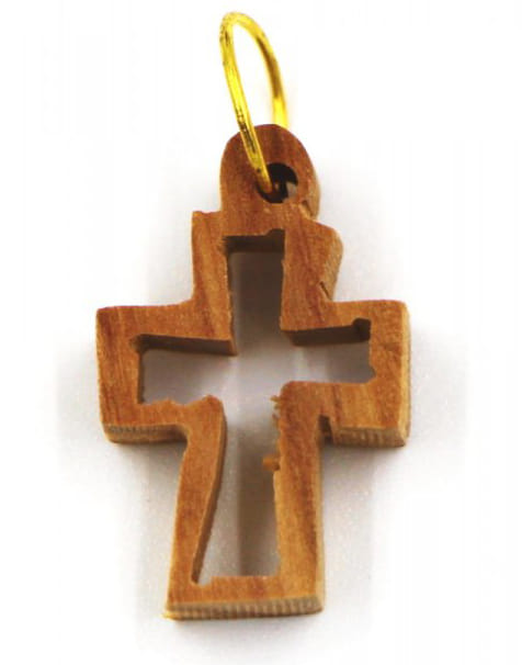 Dřevěný přívěsek - křížek, dutý, malý