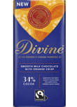 Čokoláda Divine mléčná s pomerančovými křupinkami, 34 %, 90 g
