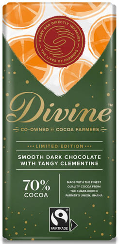 Čokoláda Divine s příchutí mandarinky, Dark 70 %, 90 g