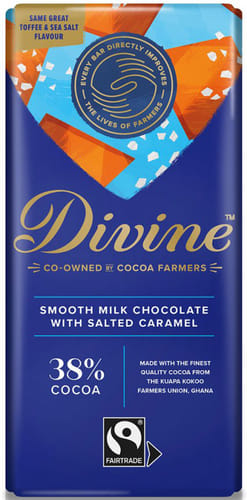 Čokoláda Divine mléčná s karamelem a mořskou solí, 90 g