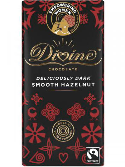 Čokoláda Divine hořká s lískovo-oříškovu náplní, 41 %, 90 g