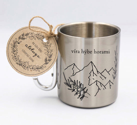 Kovový hrnek s karabinkou „Hory“